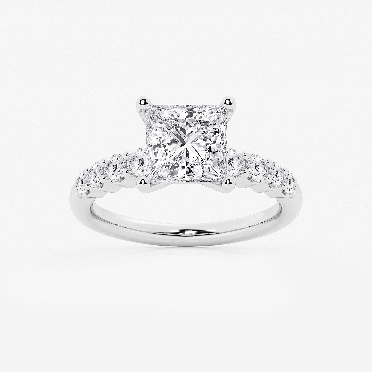 3 ctw Princess Lab Grown Diamond Graduated Engagement Ring