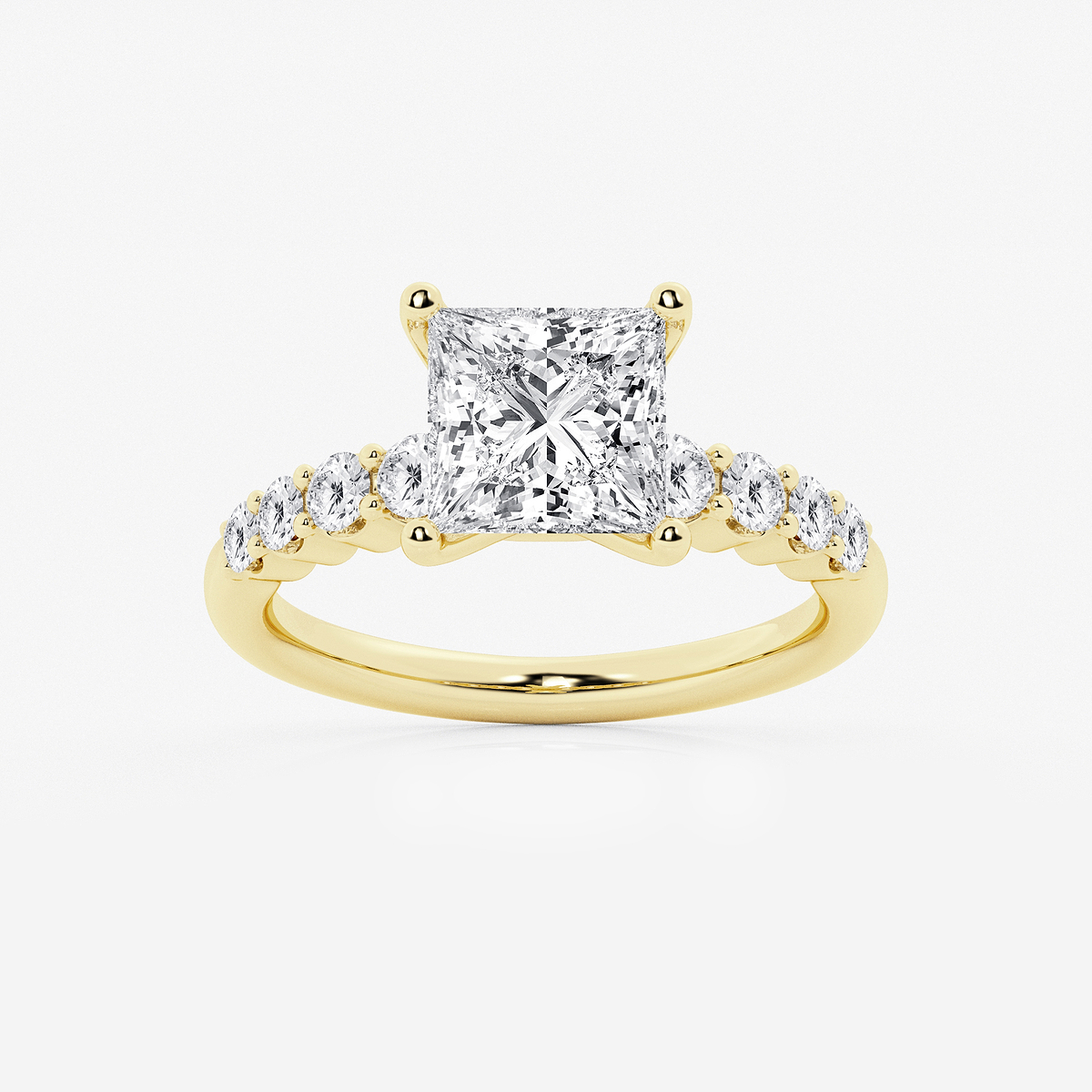 3 ctw Princess Lab Grown Diamond Graduated Engagement Ring