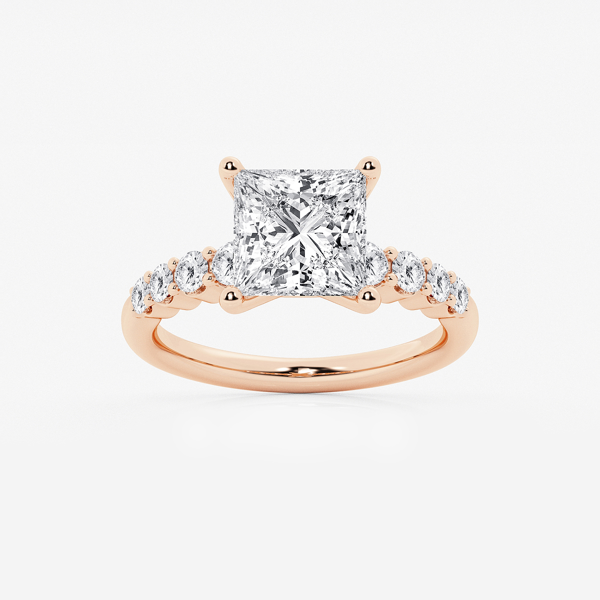4 1/6 ctw Princess Lab Grown Diamond Graduated Engagement Ring