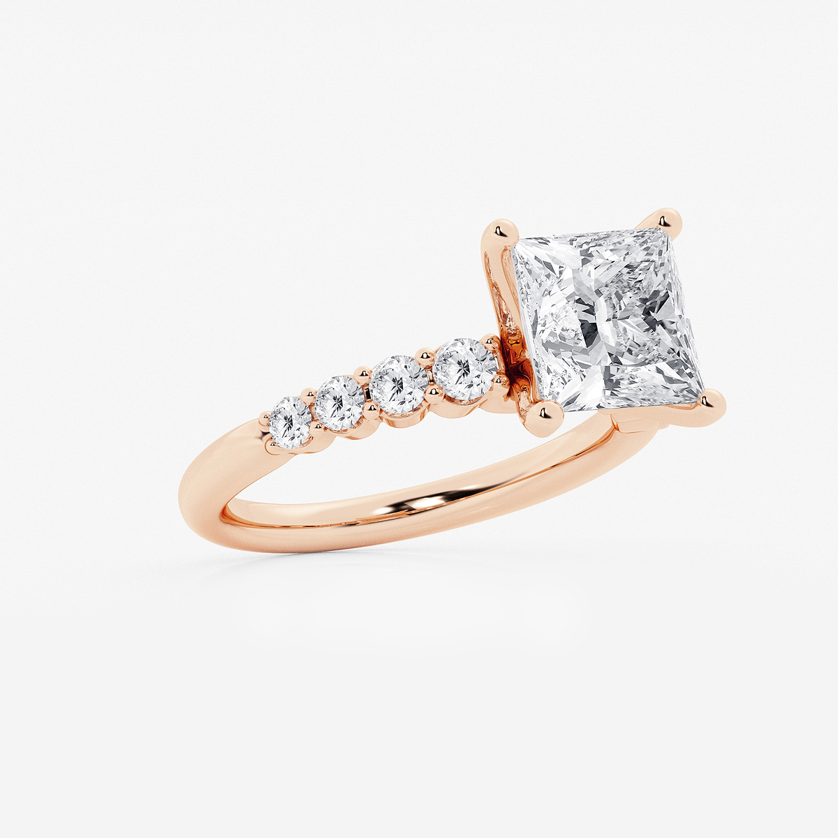 Additional Image 1 for  4 1/6 ctw Princess Lab Grown Diamond Graduated Engagement Ring