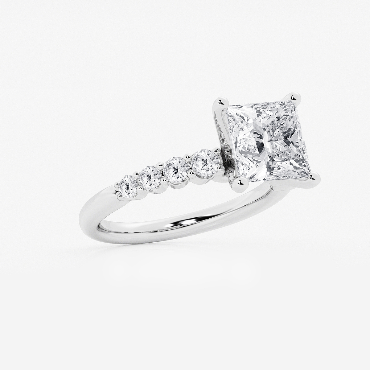 Additional Image 1 for  4 1/6 ctw Princess Lab Grown Diamond Graduated Engagement Ring