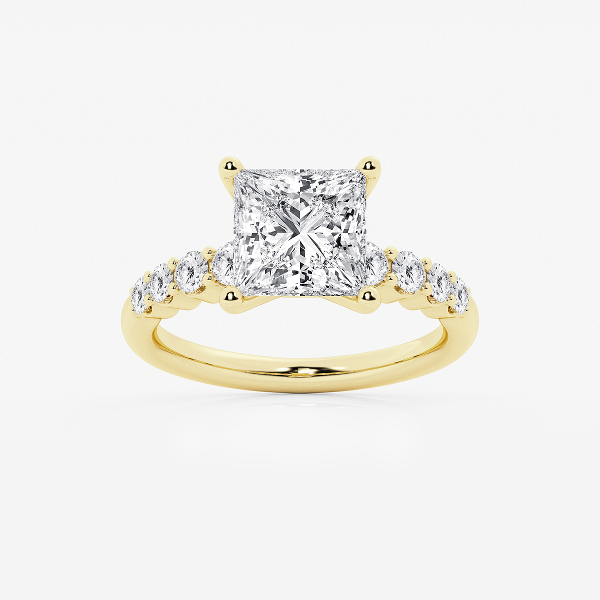 4 2/3 ctw Princess Lab Grown Diamond Graduated Engagement Ring