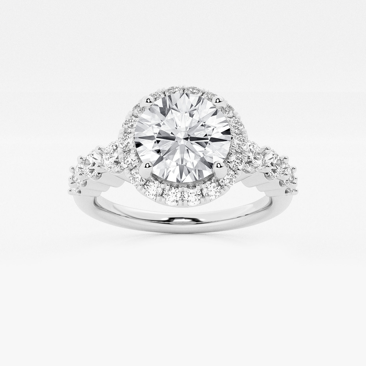 2 7/8 ctw Round Lab Grown Diamond Graduated Halo Engagement Ring