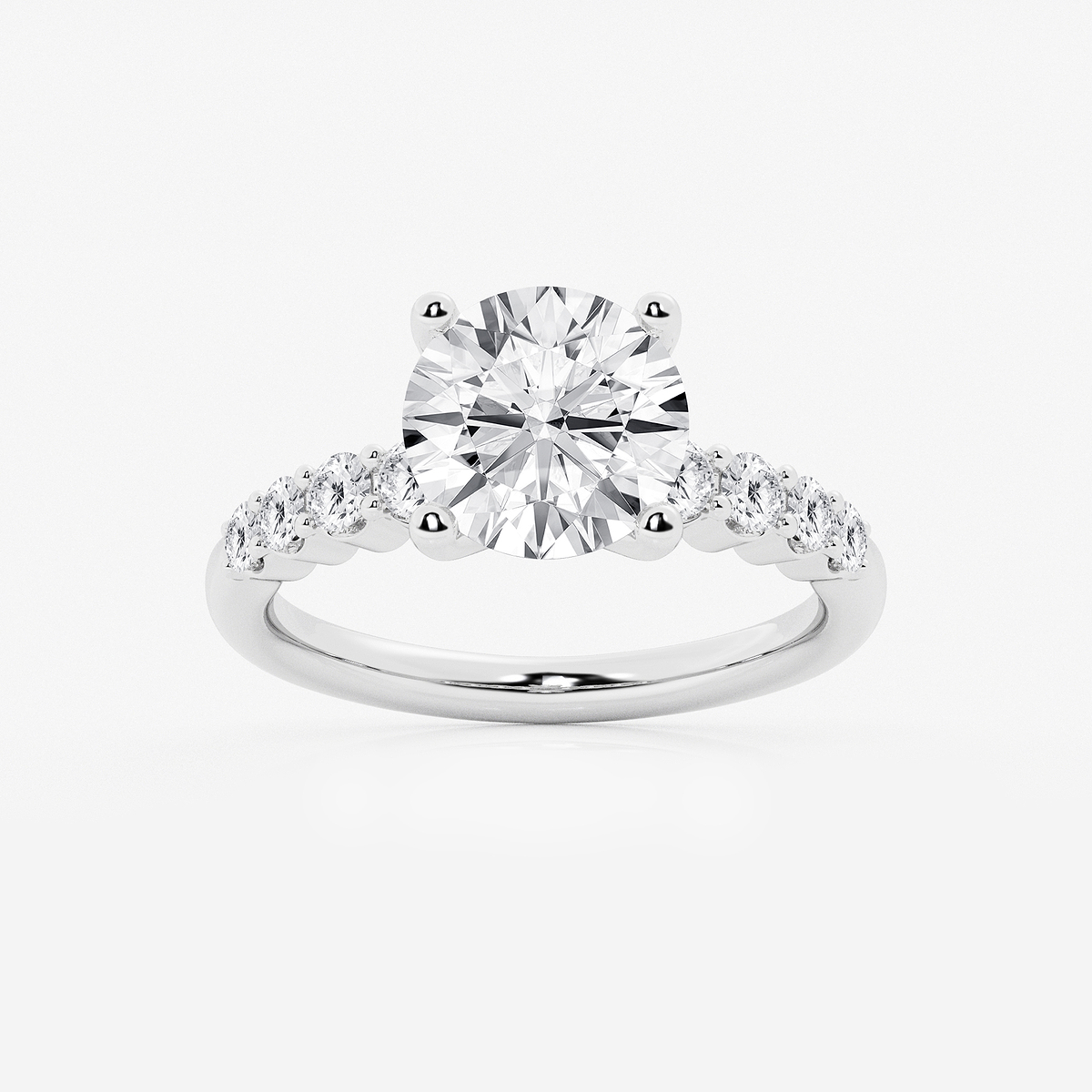 3 1/2 ctw Round Lab Grown Diamond Graduated Engagement Ring