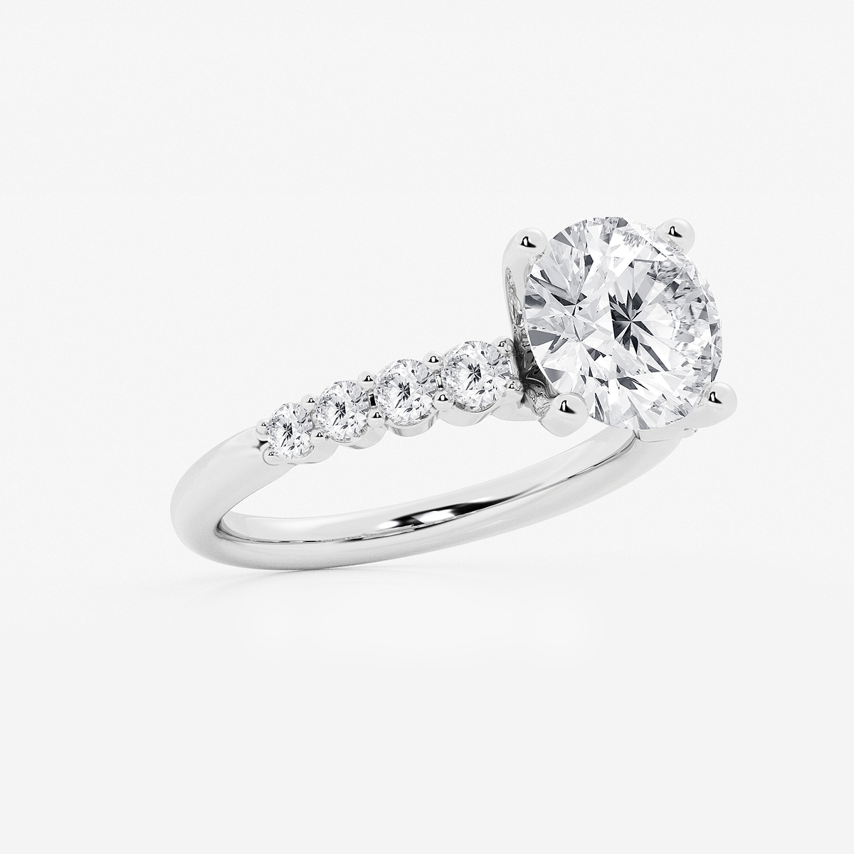 Additional Image 1 for  3 1/2 ctw Round Lab Grown Diamond Graduated Engagement Ring