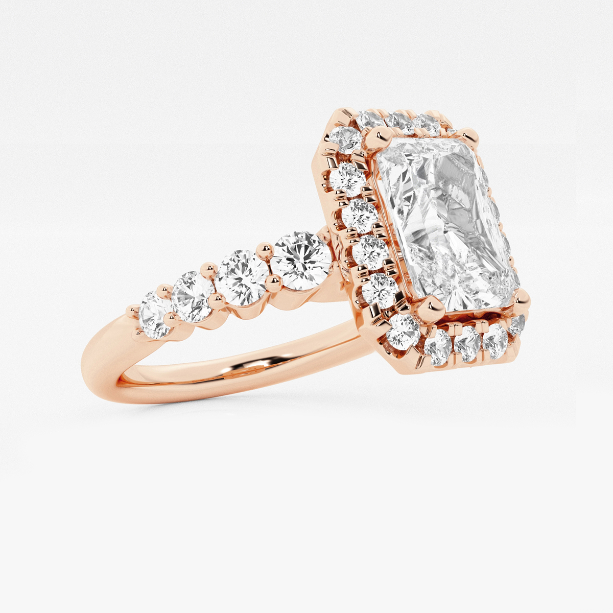 Additional Image 1 for  2 7/8 ctw Radiant Lab Grown Diamond Graduated Halo Engagement Ring