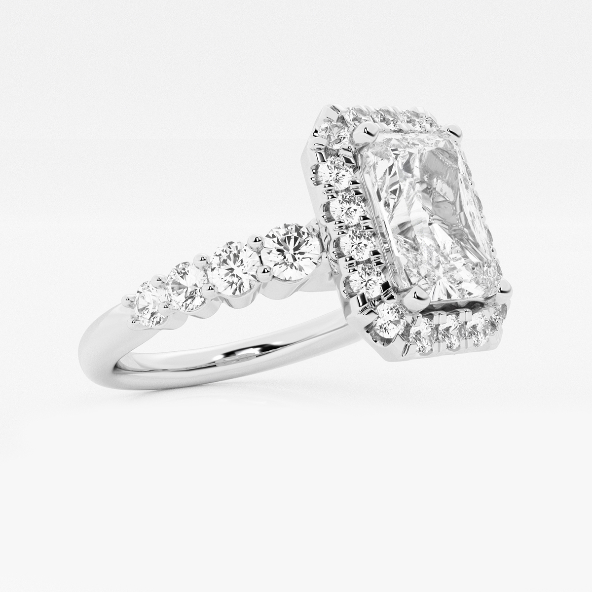 Additional Image 1 for  2 1/4 ctw Radiant Lab Grown Diamond Graduated Halo Engagement Ring