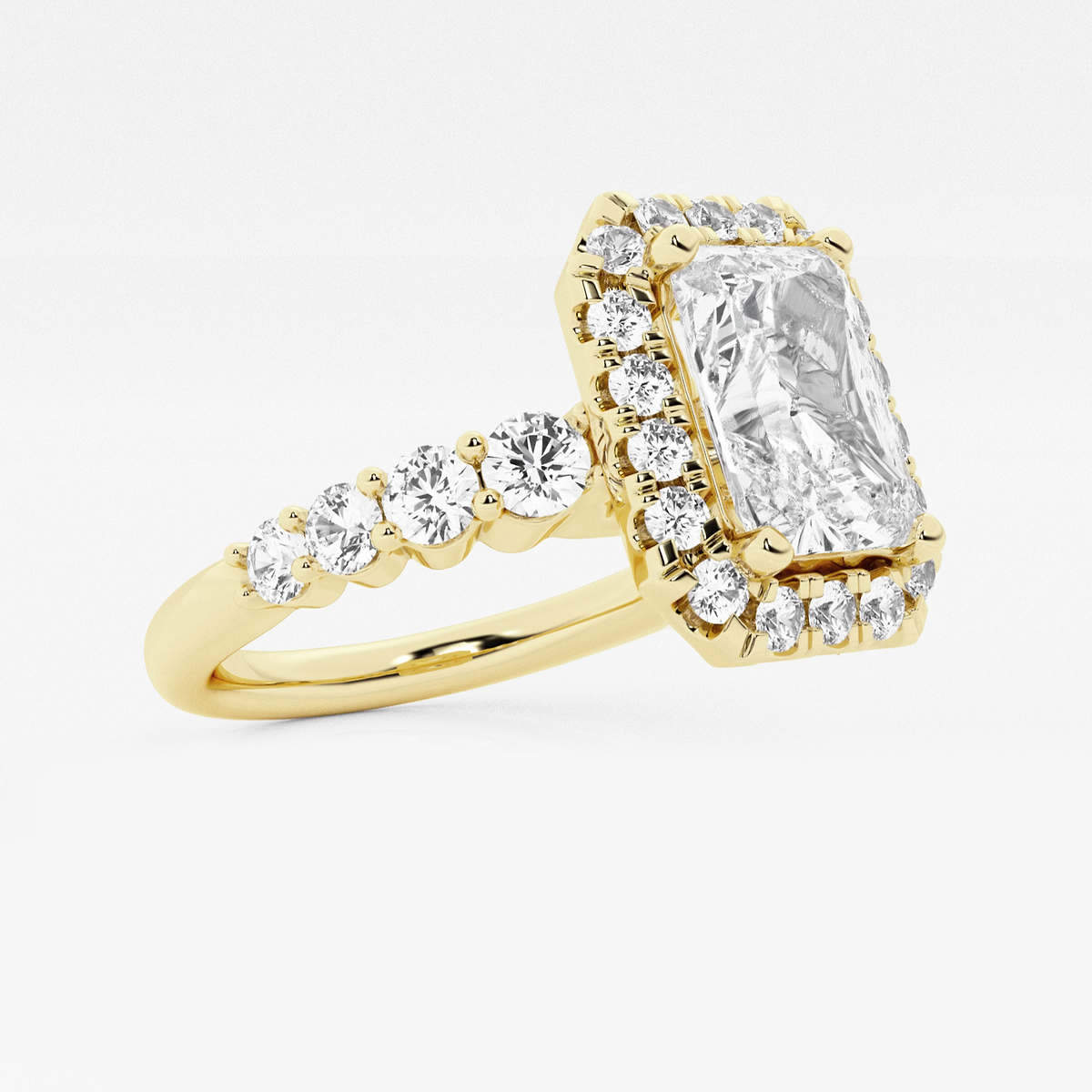 Additional Image 1 for  2 1/4 ctw Radiant Lab Grown Diamond Graduated Halo Engagement Ring