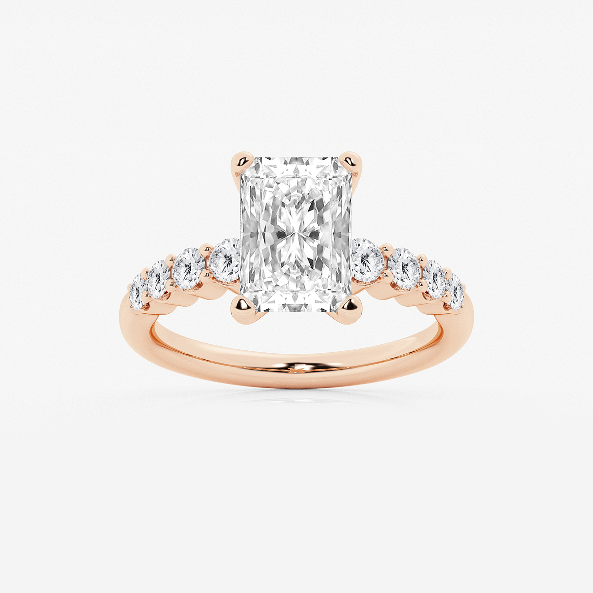 3 ctw Radiant Lab Grown Diamond Graduated Engagement Ring