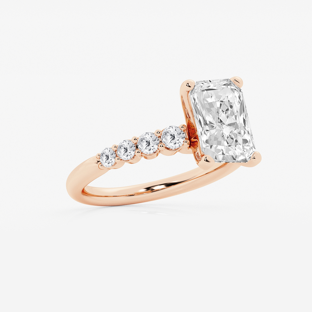 Additional Image 1 for  3 ctw Radiant Lab Grown Diamond Graduated Engagement Ring