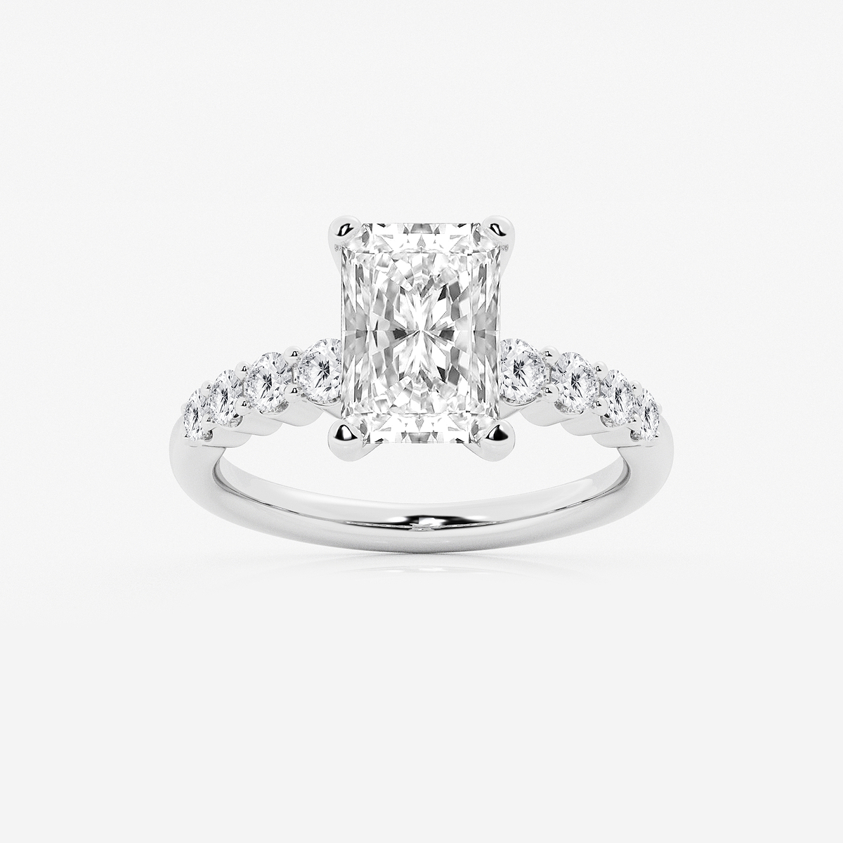 3 ctw Radiant Lab Grown Diamond Graduated Engagement Ring
