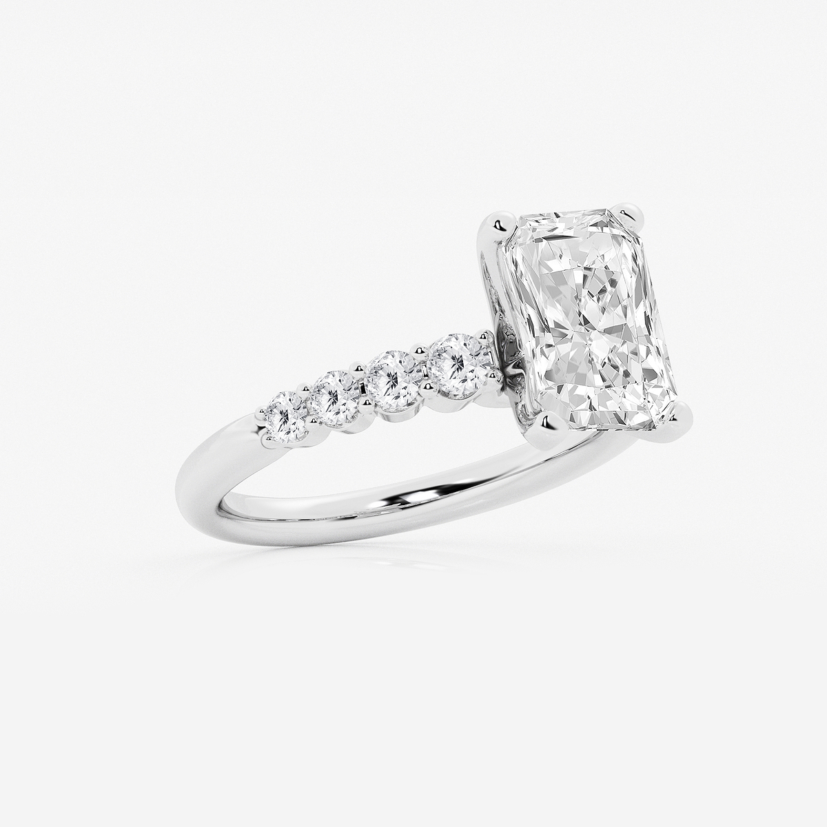 Additional Image 1 for  3 ctw Radiant Lab Grown Diamond Graduated Engagement Ring