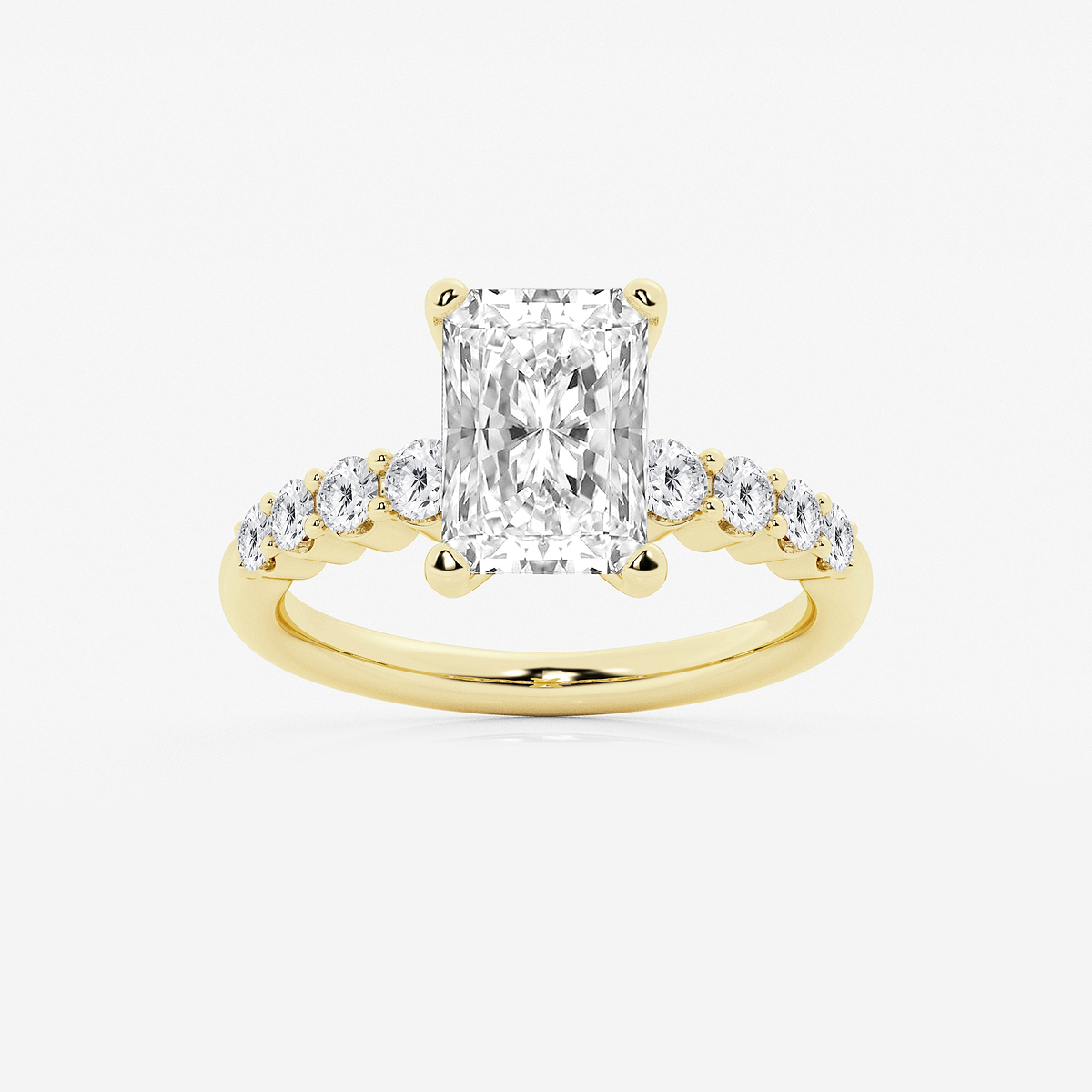 3 ctw Radiant Lab Grown Diamond Graduated Engagement Ring