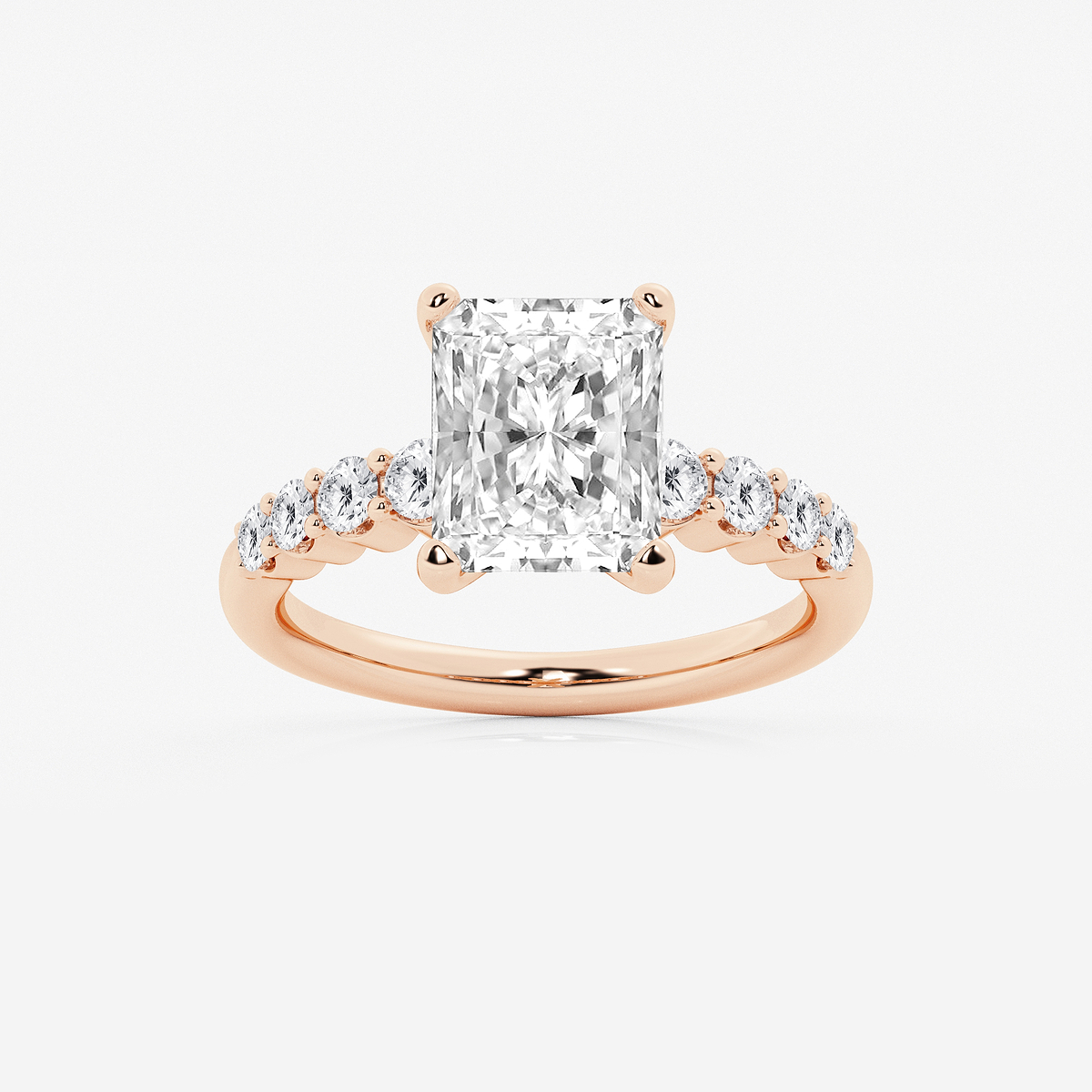 3 1/2 ctw Radiant Lab Grown Diamond Graduated Engagement Ring