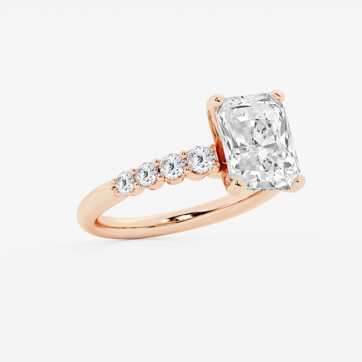 Additional Image 1 for  3 1/2 ctw Radiant Lab Grown Diamond Graduated Engagement Ring