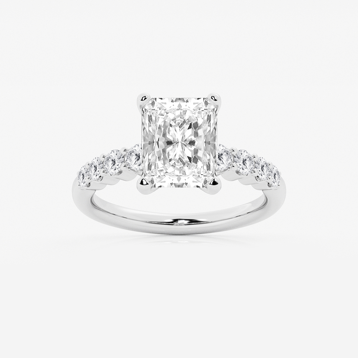 3 1/2 ctw Radiant Lab Grown Diamond Graduated Engagement Ring