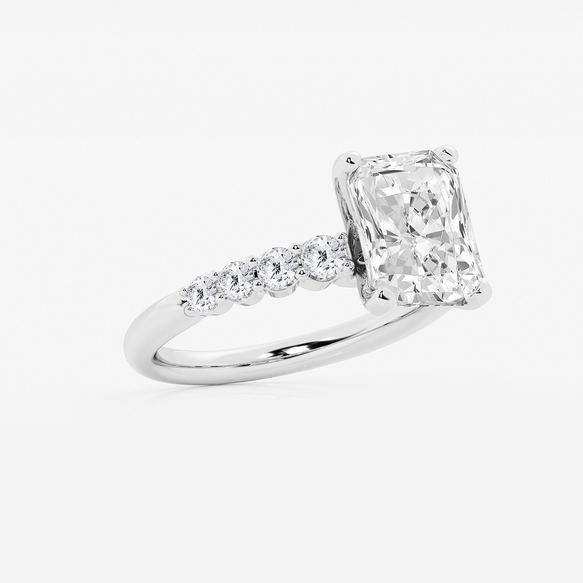 Additional Image 1 for  3 1/2 ctw Radiant Lab Grown Diamond Graduated Engagement Ring