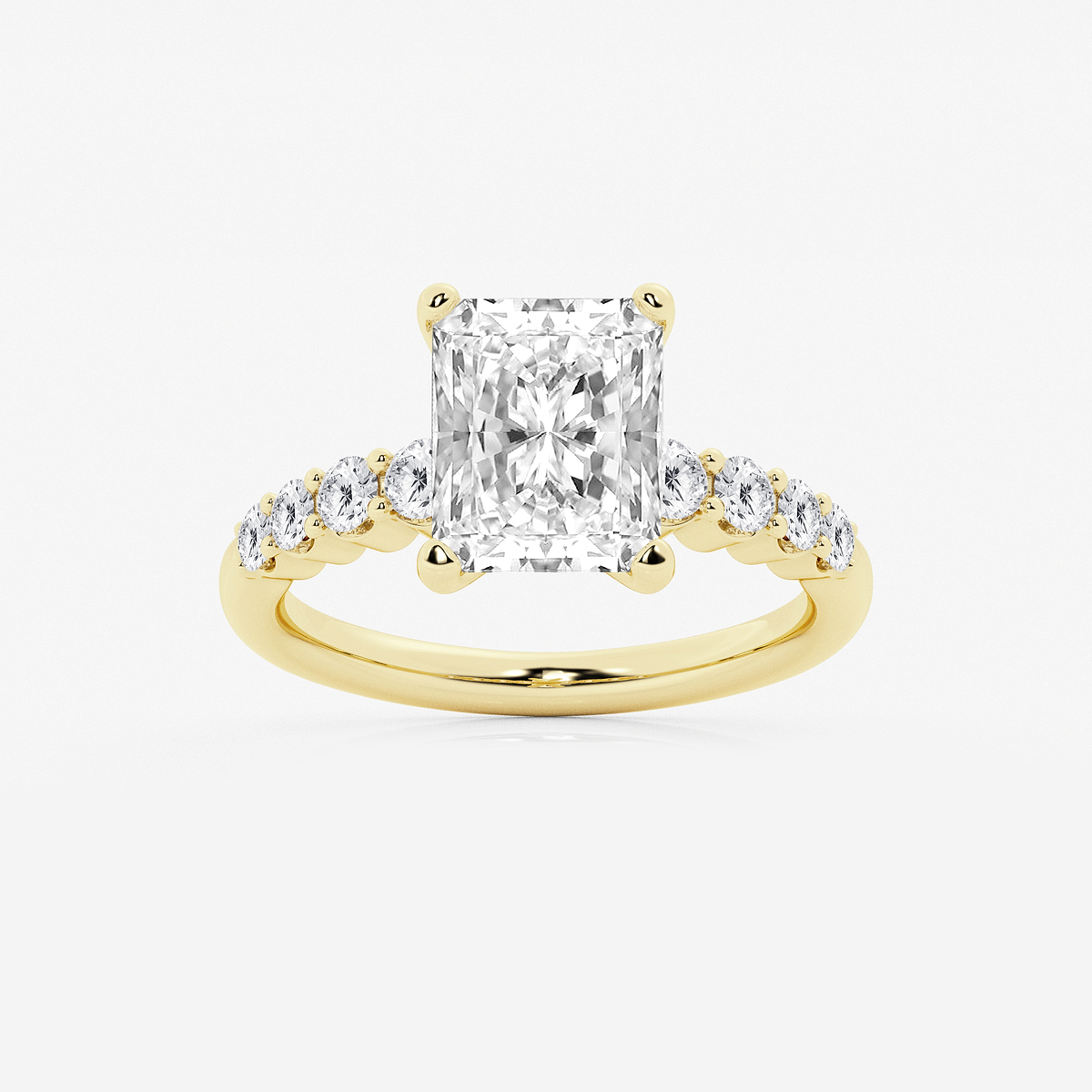 5 2/3 ctw Radiant Lab Grown Diamond Graduated Engagement Ring