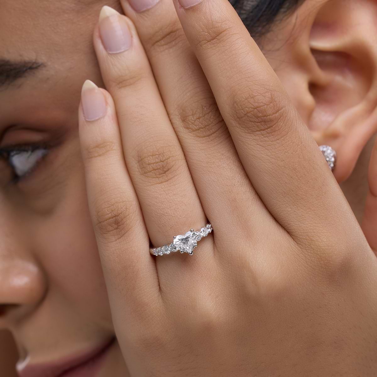 Additional Image 3 for  2 ctw Heart Lab Grown Diamond Graduated Engagement Ring