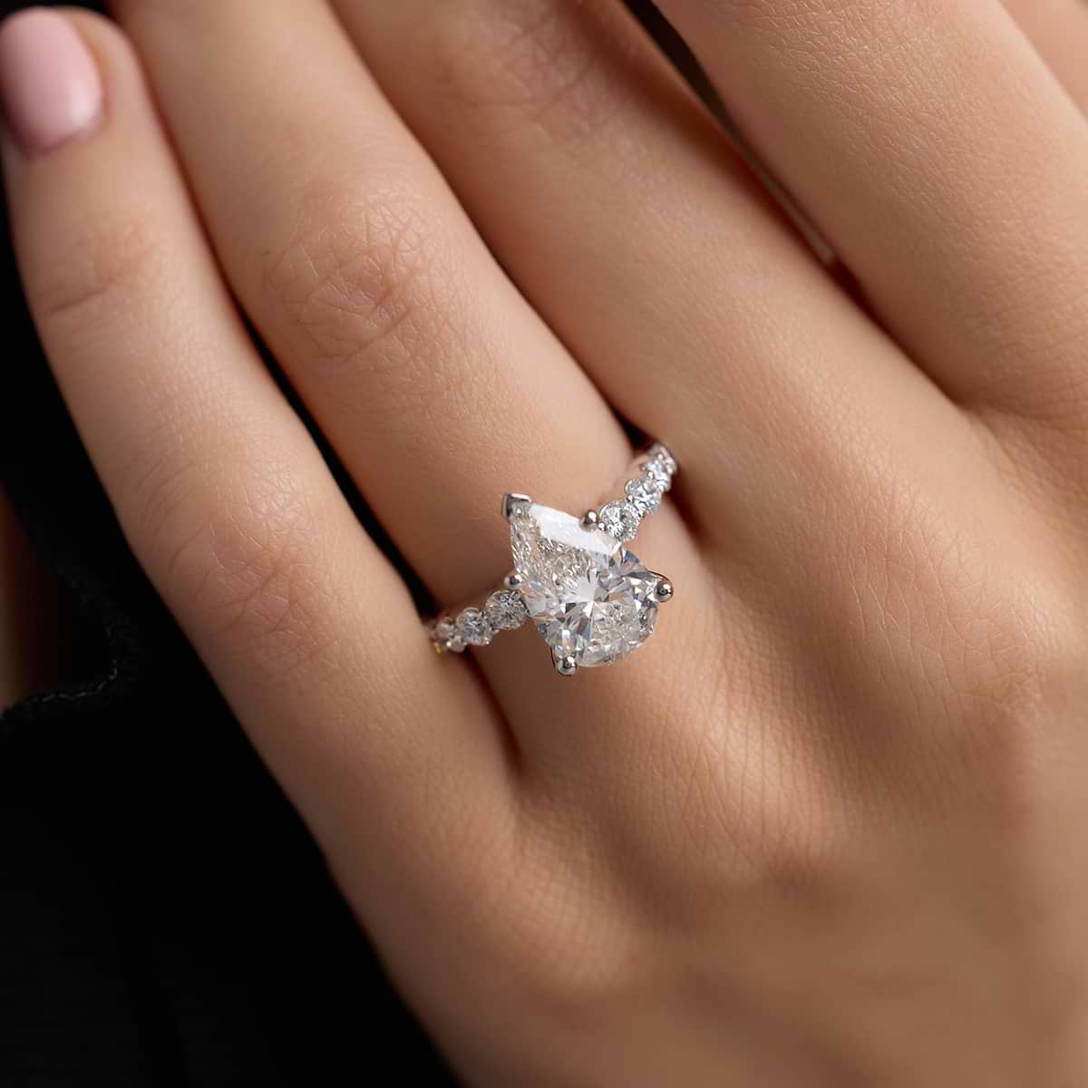 2 1/2 ctw Pear Lab Grown Diamond Graduated Engagement Ring