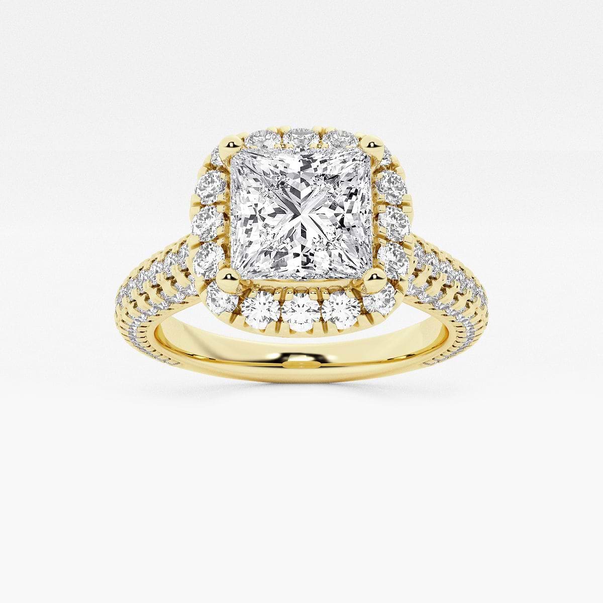 3 ctw Princess Lab Grown Diamond Pave Halo Engagement Ring
