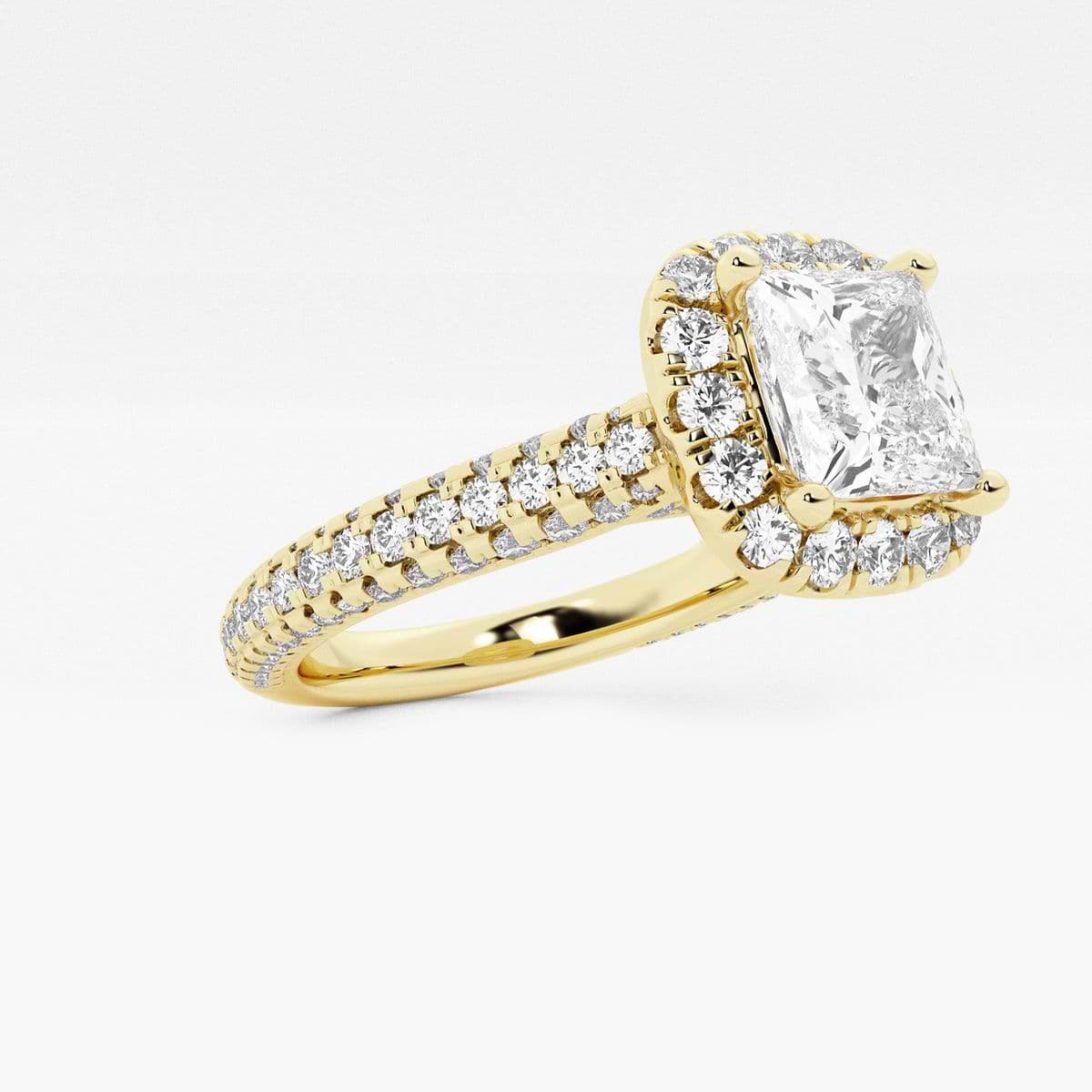 Additional Image 1 for  3 ctw Princess Lab Grown Diamond Pave Halo Engagement Ring