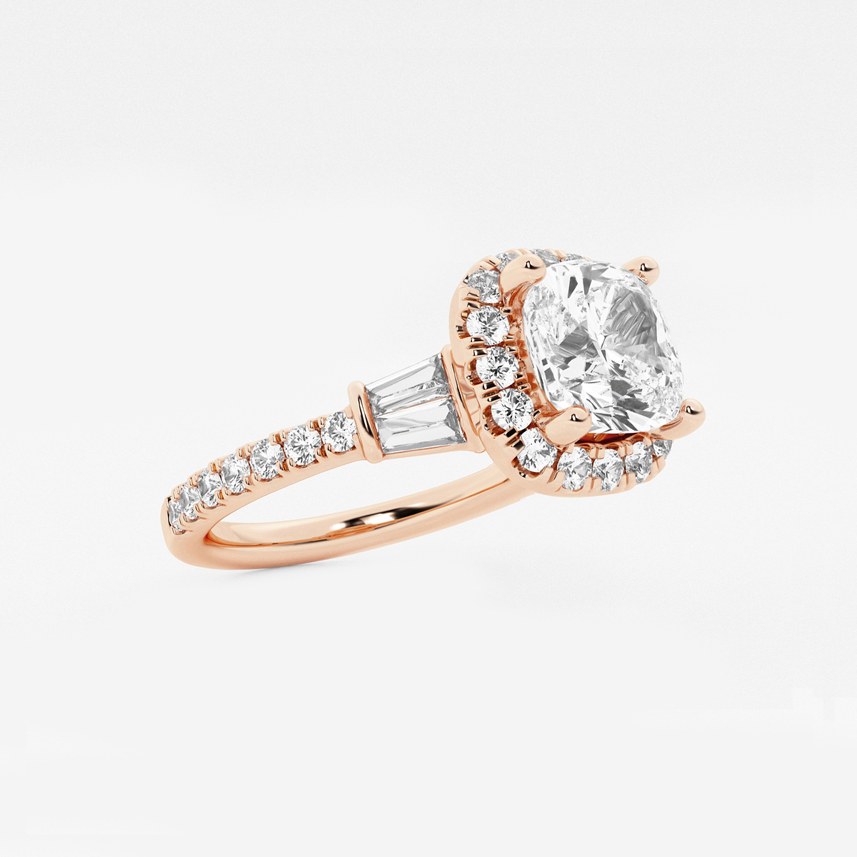 Additional Image 1 for  2 1/3 ctw Cushion Lab Grown Diamond Double Baguette Halo Engagement Ring