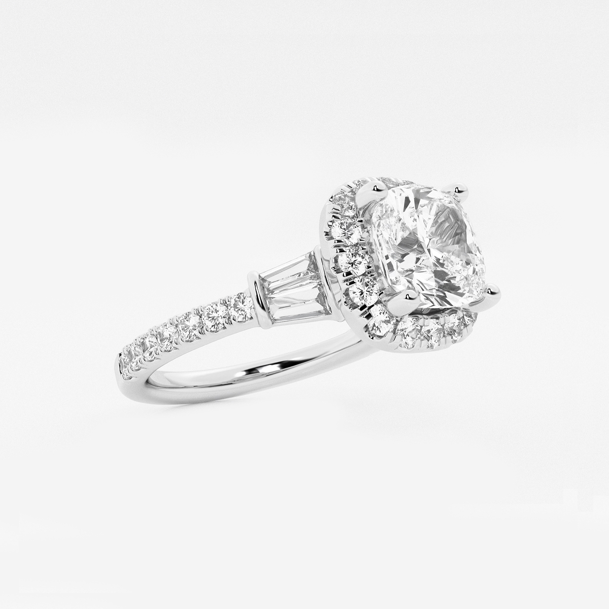 Additional Image 1 for  2 7/8 ctw Cushion Lab Grown Diamond Double Baguette Halo Engagement Ring