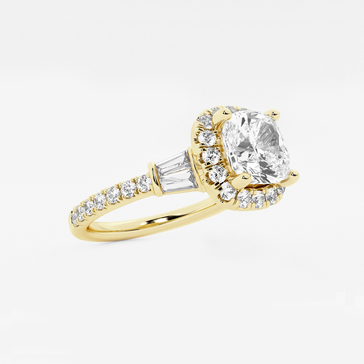 Additional Image 1 for  2 1/3 ctw Cushion Lab Grown Diamond Double Baguette Halo Engagement Ring