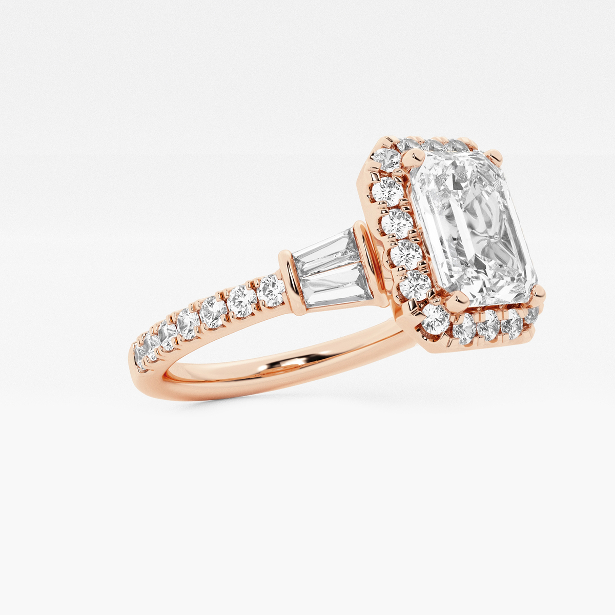 Additional Image 1 for  2 1/3 ctw Emerald Lab Grown Diamond Double Baguette Halo Engagement Ring