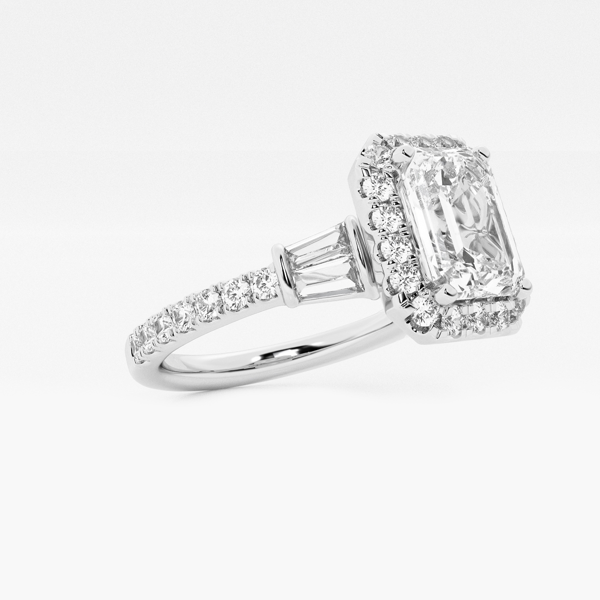 Additional Image 1 for  2 7/8 ctw Emerald Lab Grown Diamond Double Baguette Halo Engagement Ring