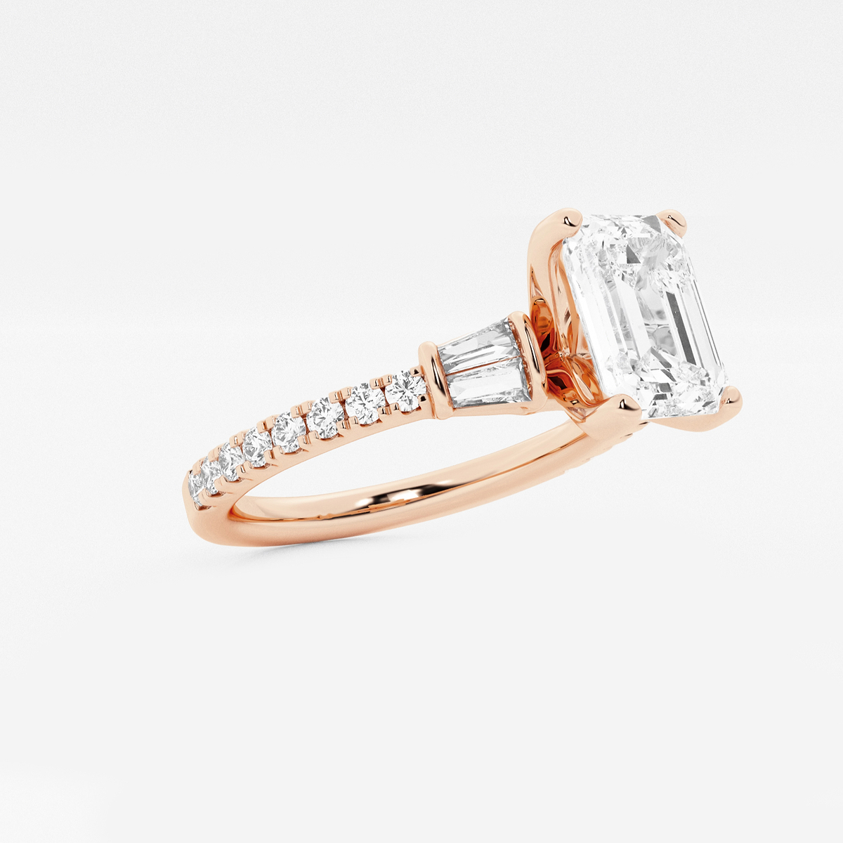 Additional Image 1 for  2 1/2 ctw Emerald Lab Grown Diamond Engagement Ring with Double Baguette Side Accents