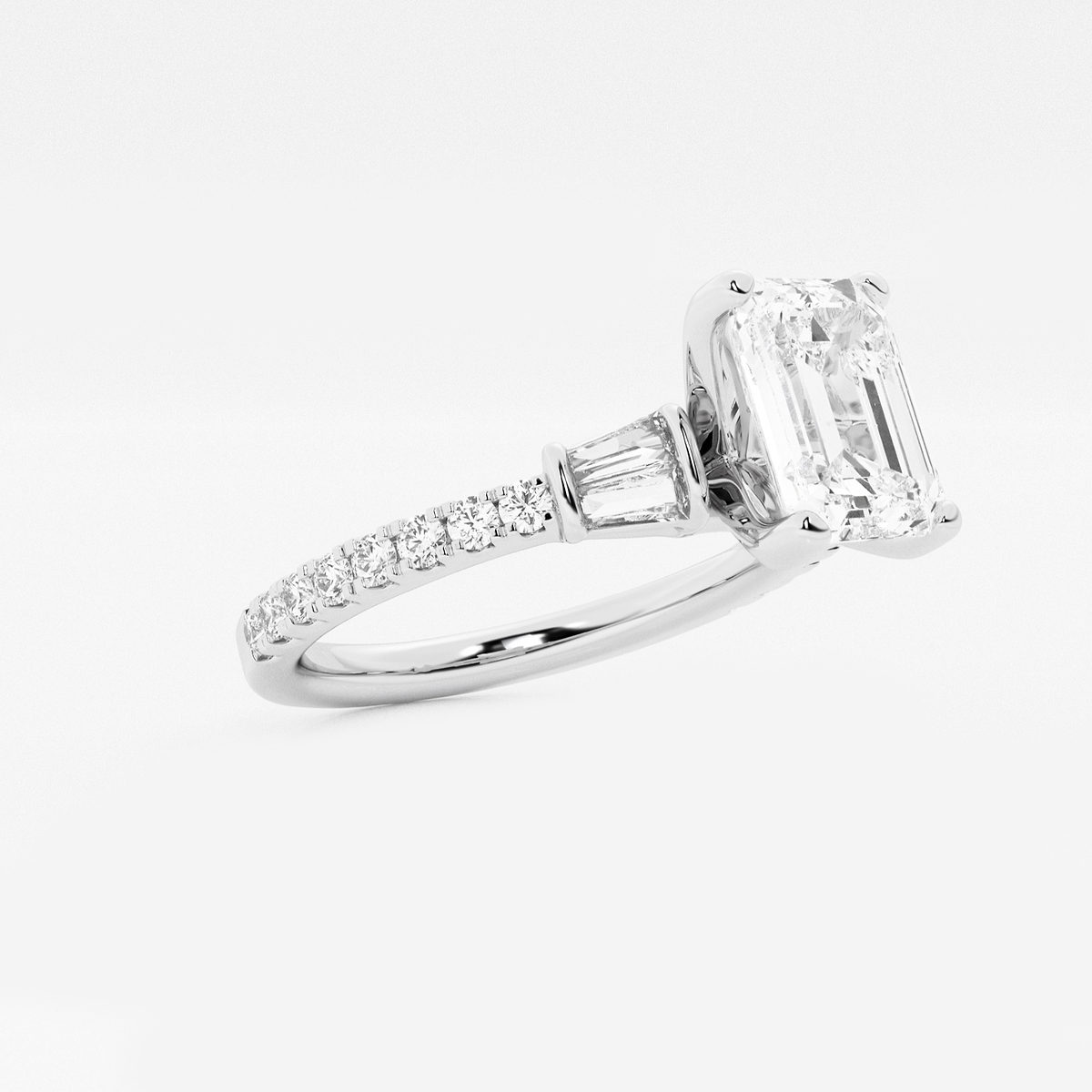 Additional Image 1 for  2 1/2 ctw Emerald Lab Grown Diamond Engagement Ring with Double Baguette Side Accents