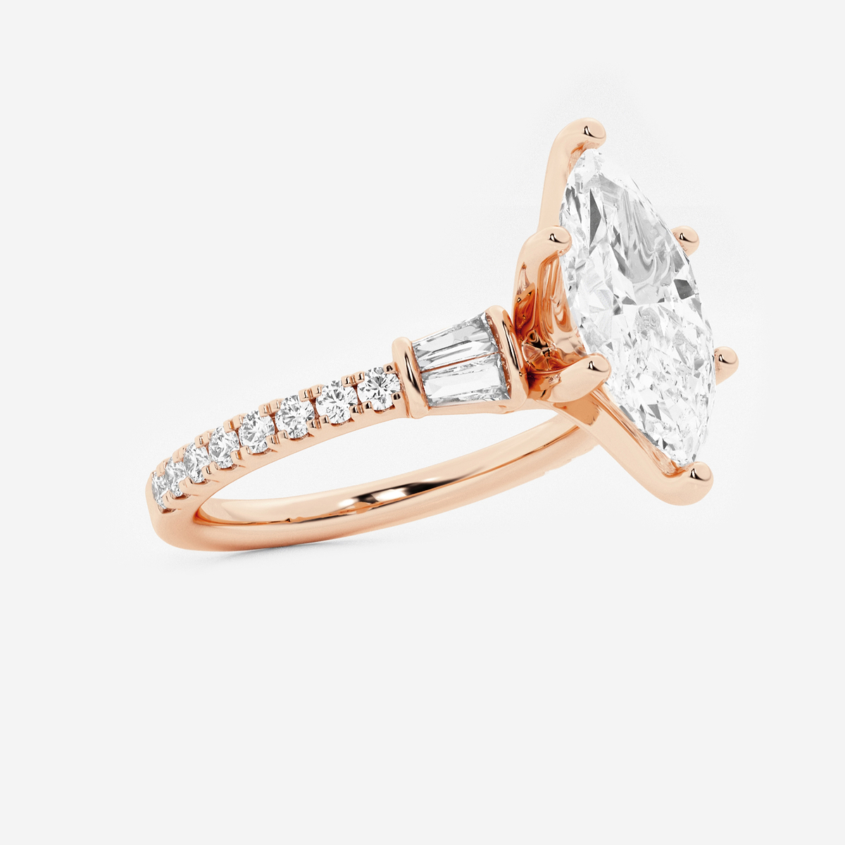 Additional Image 1 for  2 ctw Marquise Lab Grown Diamond Engagement Ring with Double Baguette Side Accents