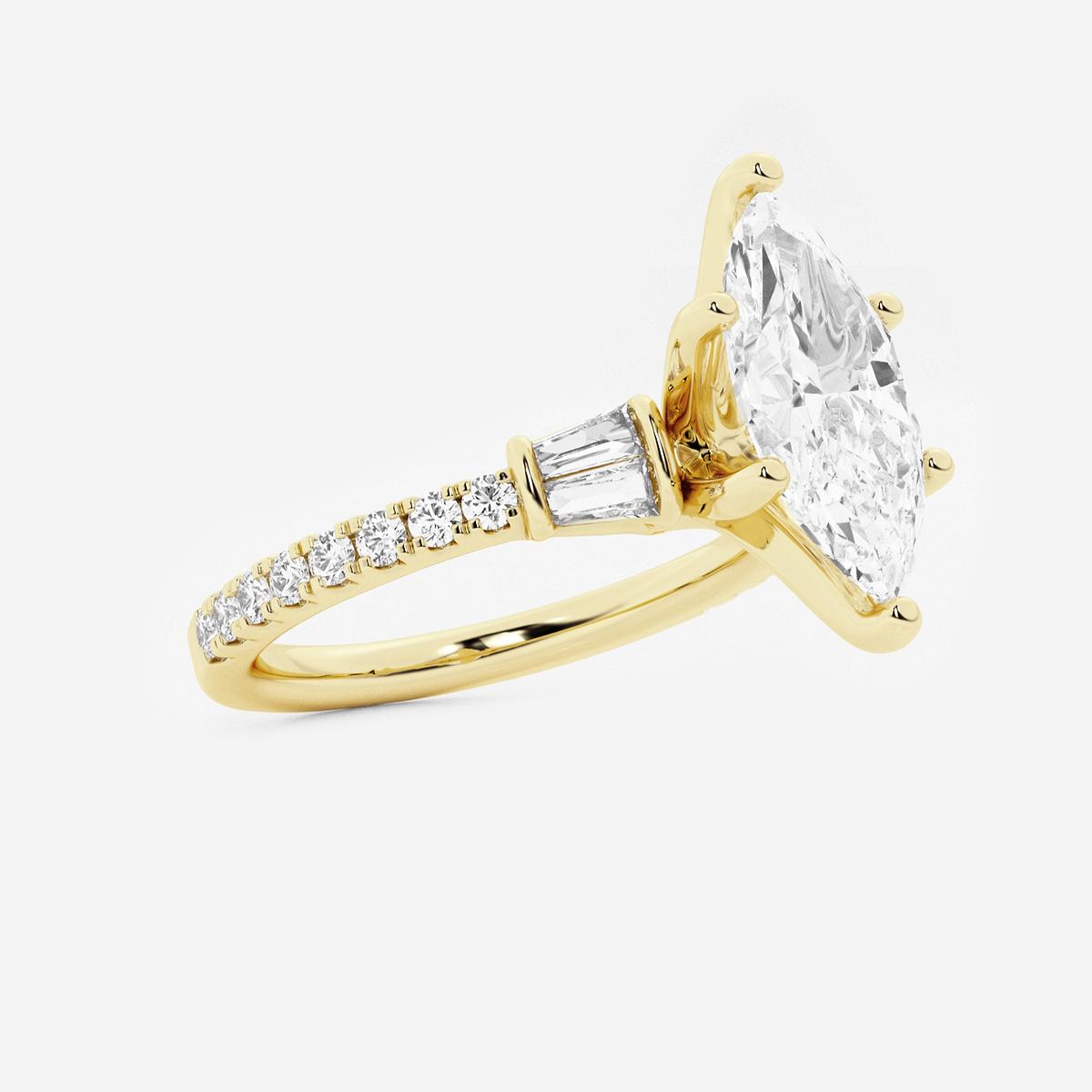 Additional Image 1 for  2 ctw Marquise Lab Grown Diamond Engagement Ring with Double Baguette Side Accents