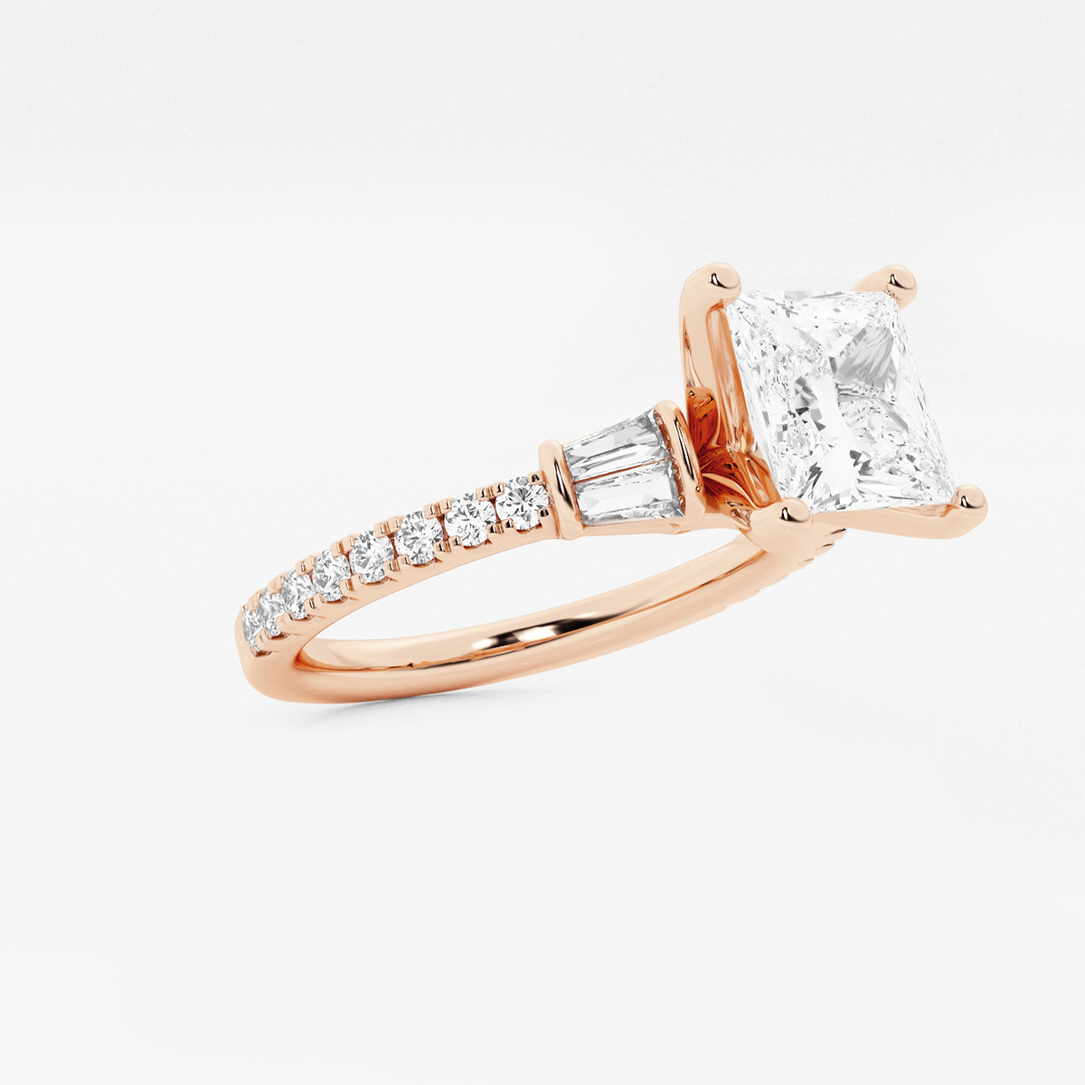 Additional Image 1 for  2 1/2 ctw Princess Lab Grown Diamond Engagement Ring with Double Baguette Side Accents