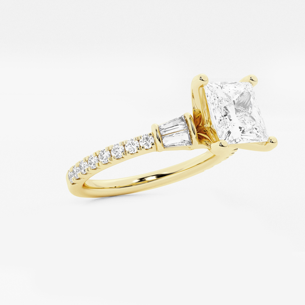 Additional Image 1 for  2 ctw Princess Lab Grown Diamond Engagement Ring with Double Baguette Side Accents