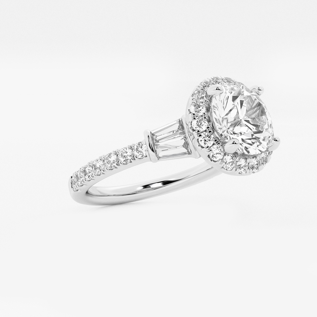 Additional Image 1 for  2 7/8 ctw Round Lab Grown Diamond Double Baguette Halo Engagement Ring