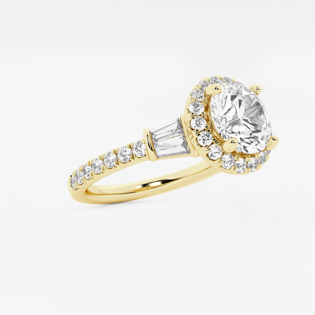 Additional Image 1 for  2 7/8 ctw Round Lab Grown Diamond Double Baguette Halo Engagement Ring