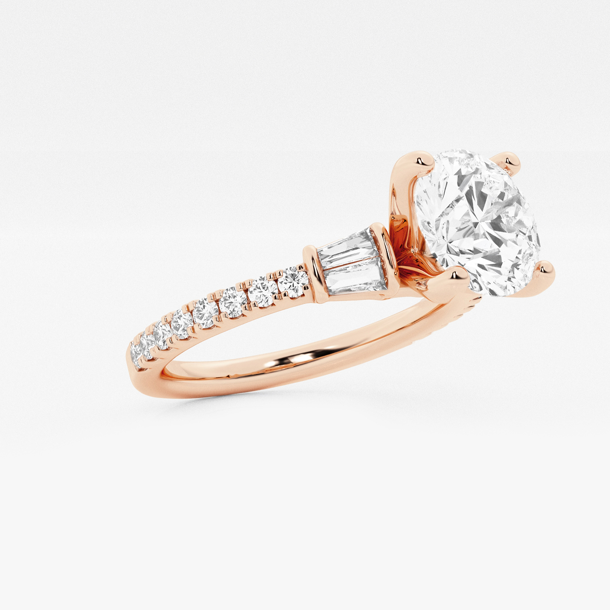 Additional Image 1 for  2 ctw Round Lab Grown Diamond Engagement Ring with Double Baguette Side Accents
