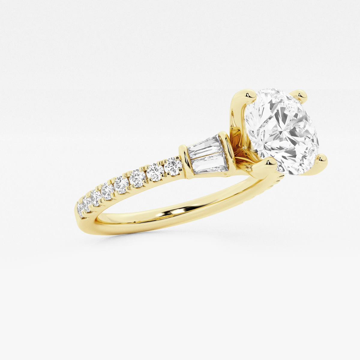Additional Image 1 for  2 ctw Round Lab Grown Diamond Engagement Ring with Double Baguette Side Accents