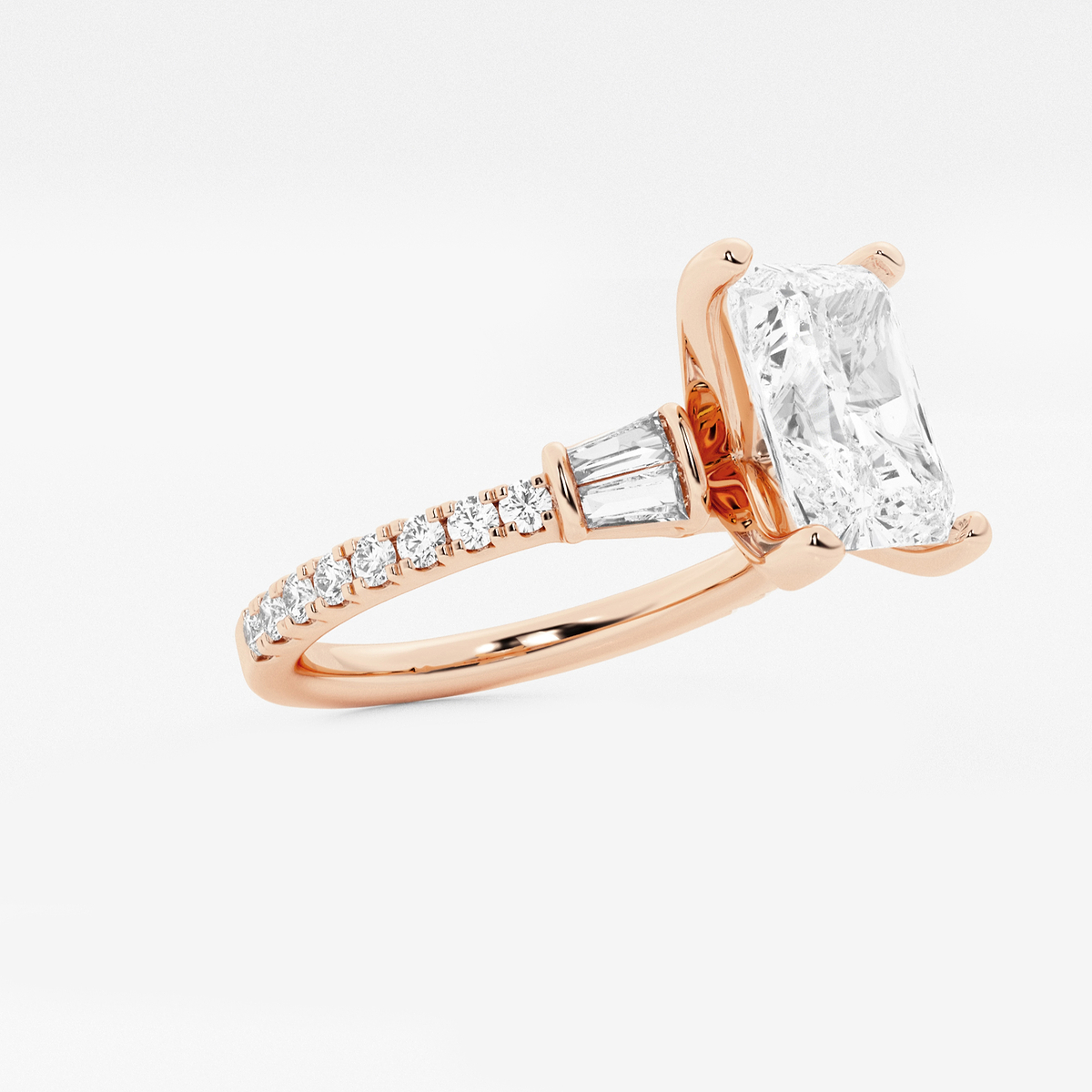 Additional Image 1 for  2 1/2 ctw Radiant Lab Grown Diamond Engagement Ring with Double Baguette Side Accents