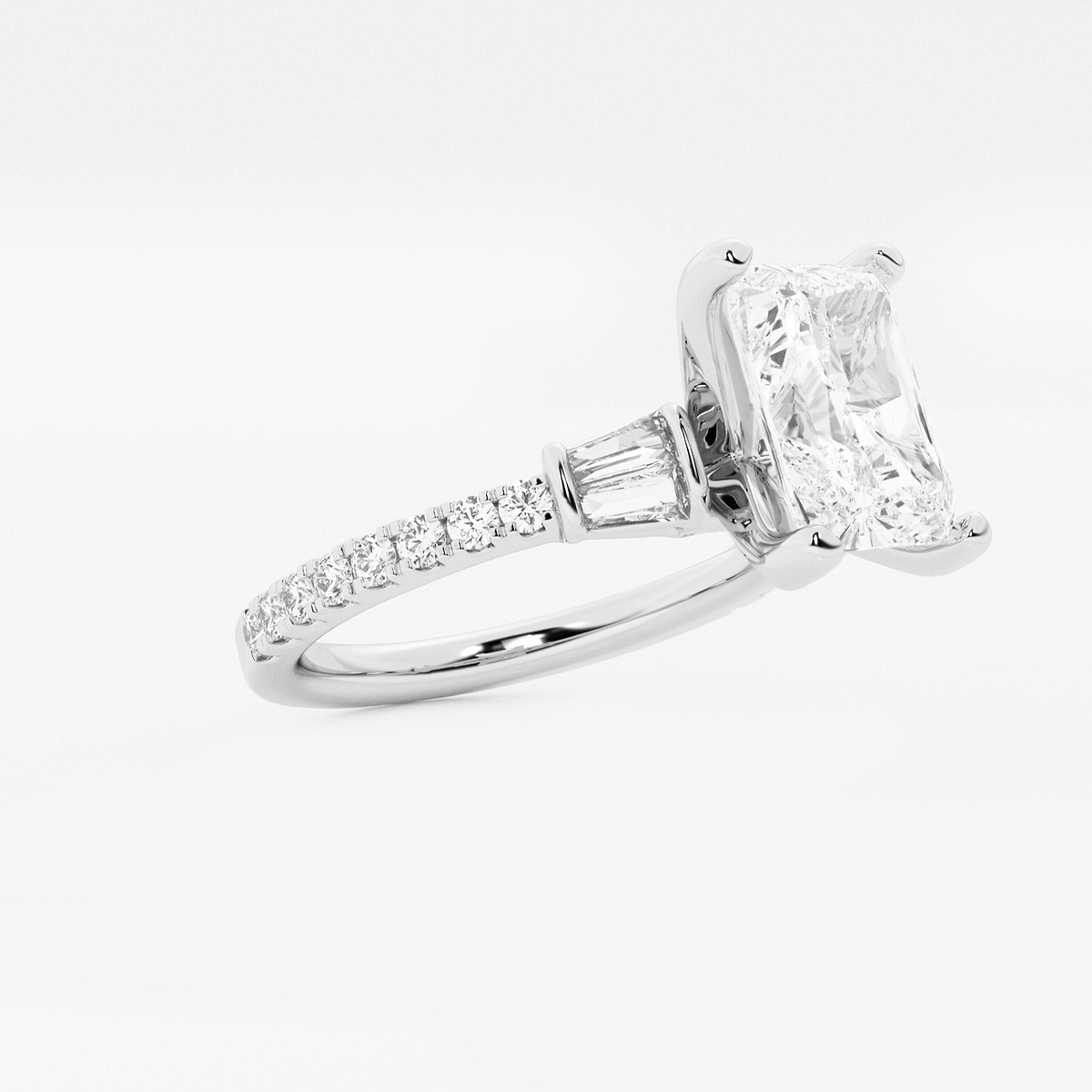 Additional Image 1 for  2 ctw Radiant Lab Grown Diamond Engagement Ring with Double Baguette Side Accents