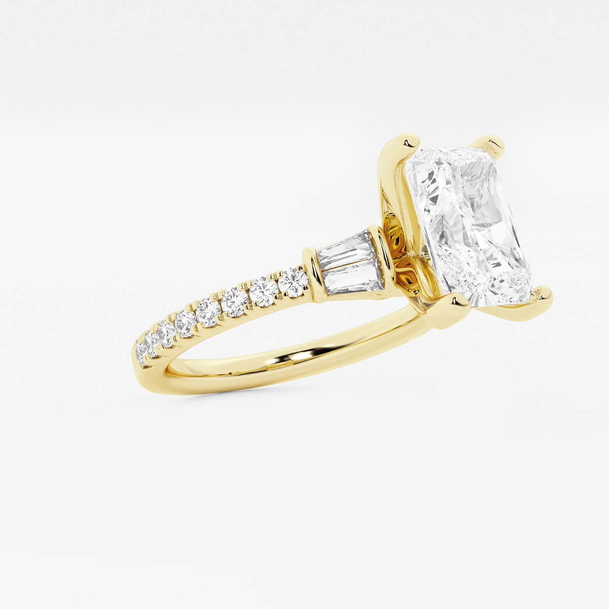 Additional Image 1 for  2 1/2 ctw Radiant Lab Grown Diamond Engagement Ring with Double Baguette Side Accents
