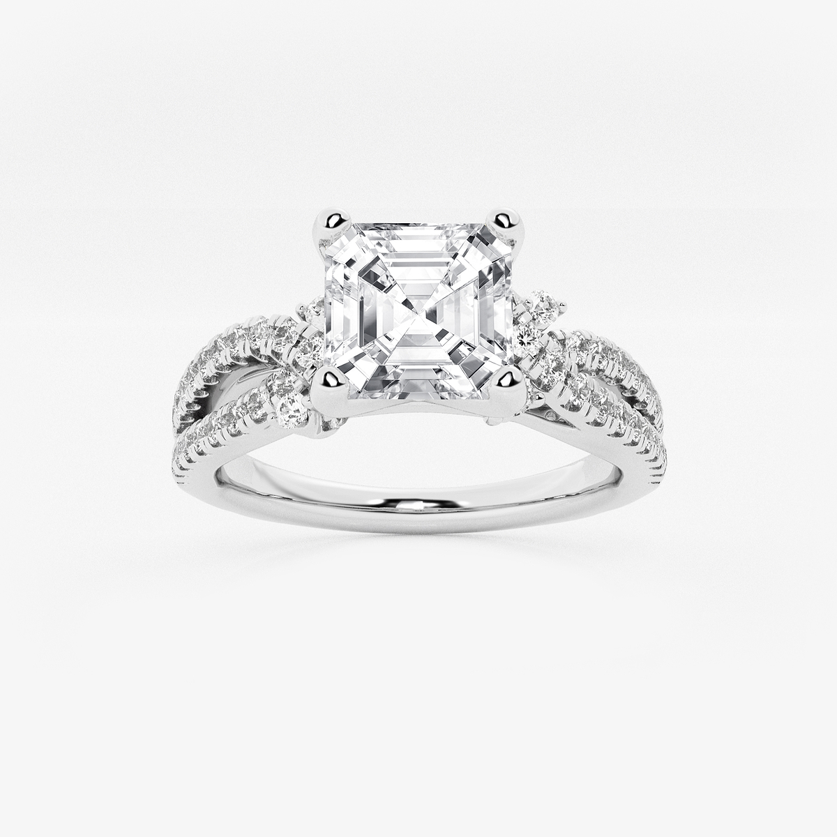 1 1/2 ctw Asscher Lab Grown Diamond Petite Bow Engagement Ring