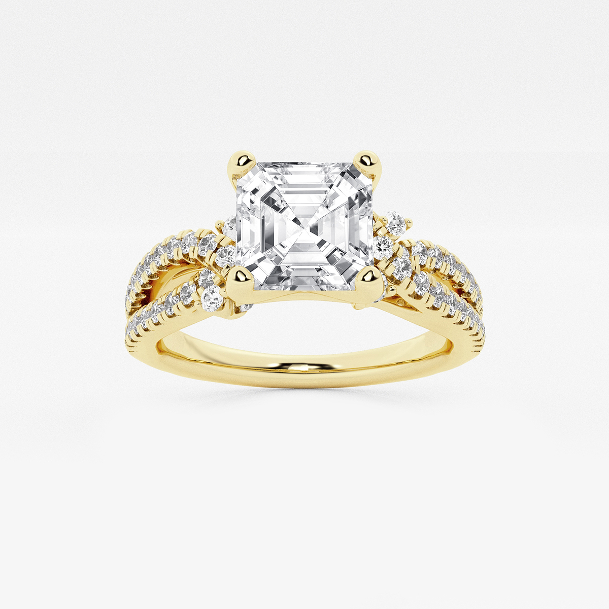 1 1/2 ctw Asscher Lab Grown Diamond Petite Bow Engagement Ring