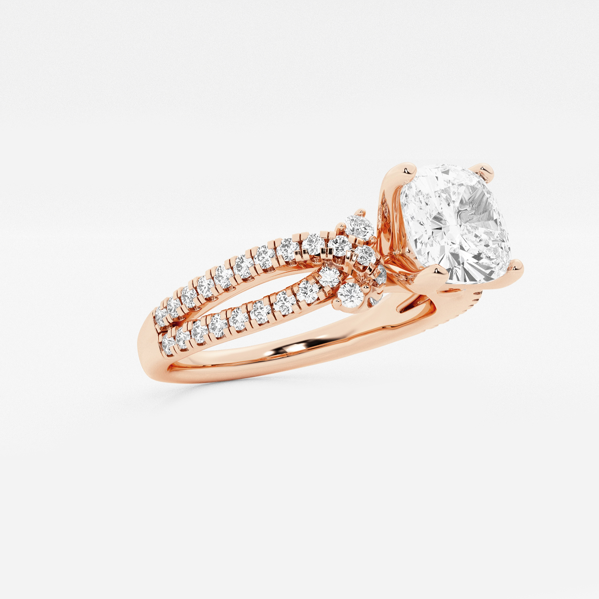 Additional Image 1 for  2 1/2 ctw Cushion Lab Grown Diamond Petite Bow Engagement Ring