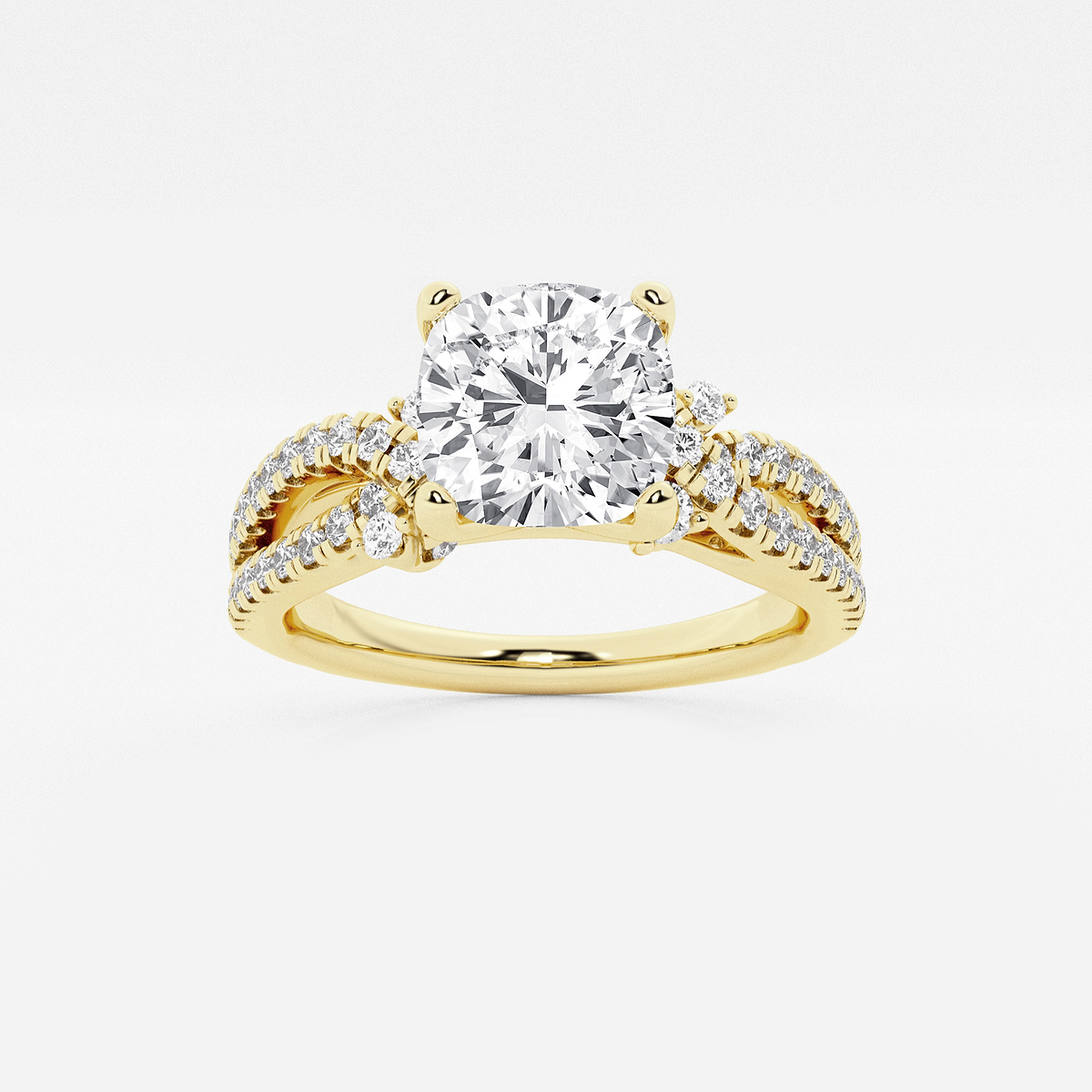1 1/2 ctw Cushion Lab Grown Diamond Petite Bow Engagement Ring