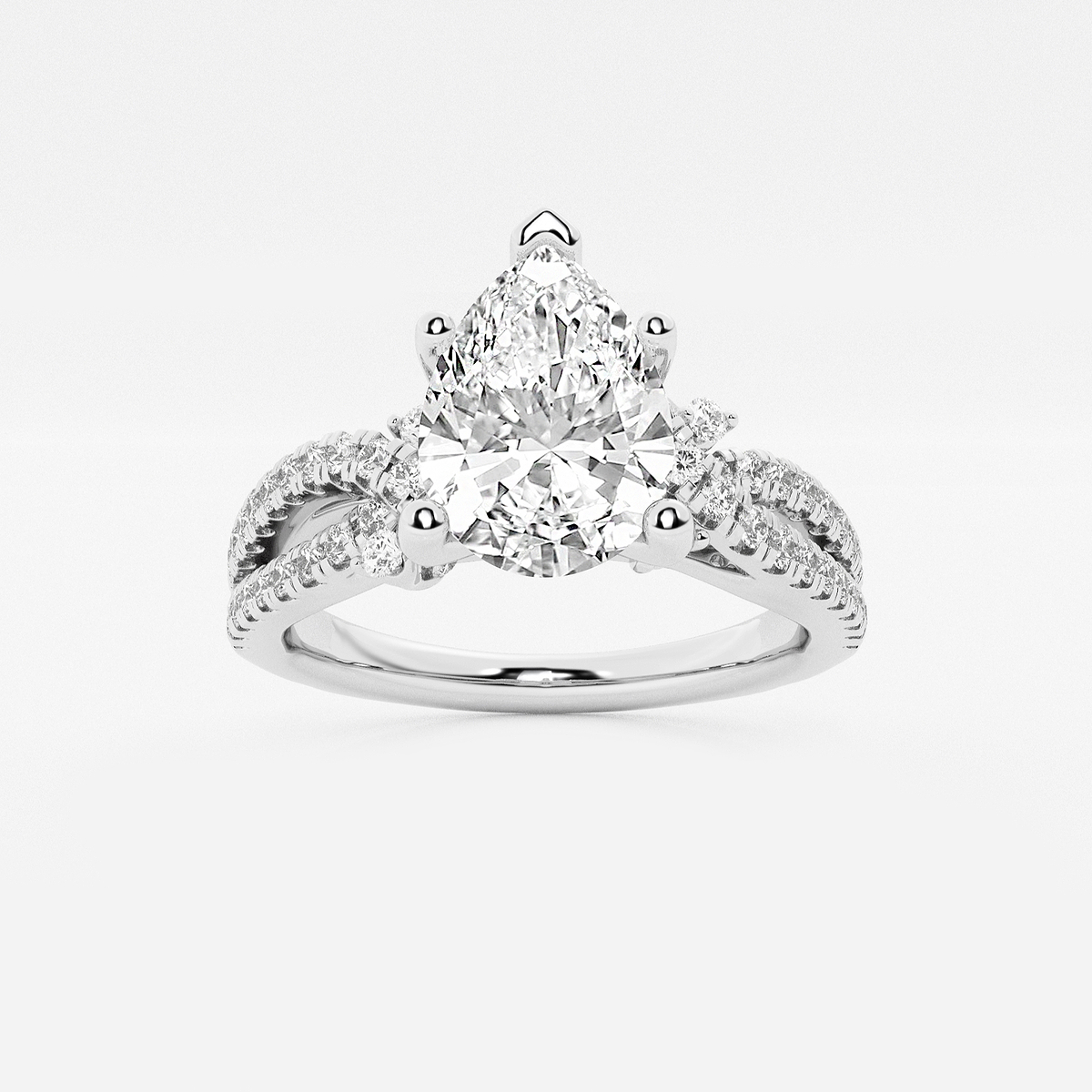 2 ctw Pear Lab Grown Diamond Petite Bow Engagement Ring