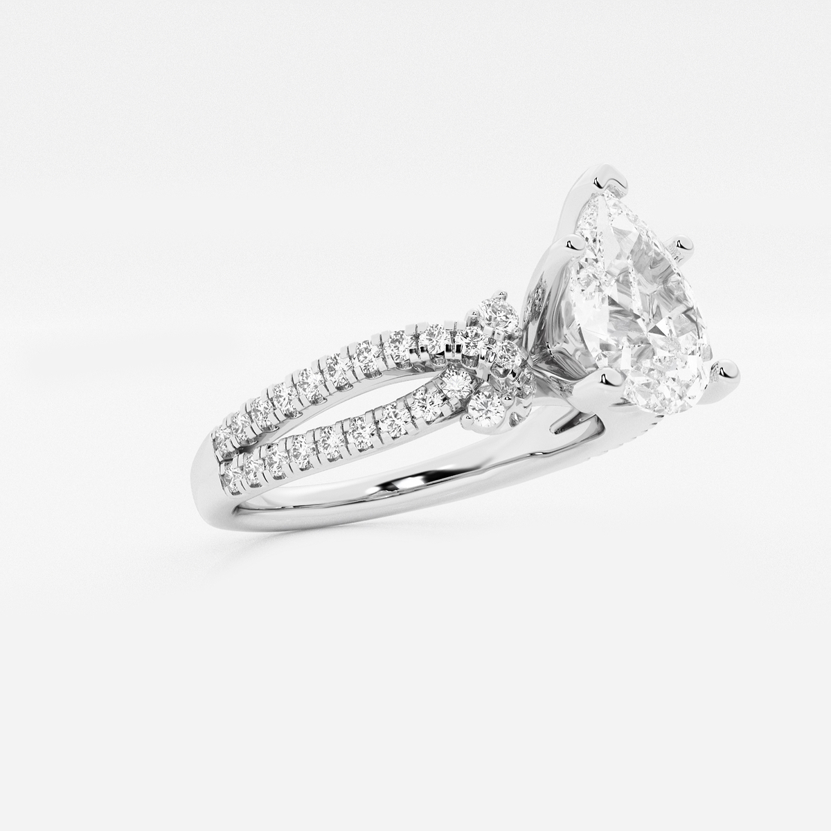 Additional Image 1 for  2 ctw Pear Lab Grown Diamond Petite Bow Engagement Ring